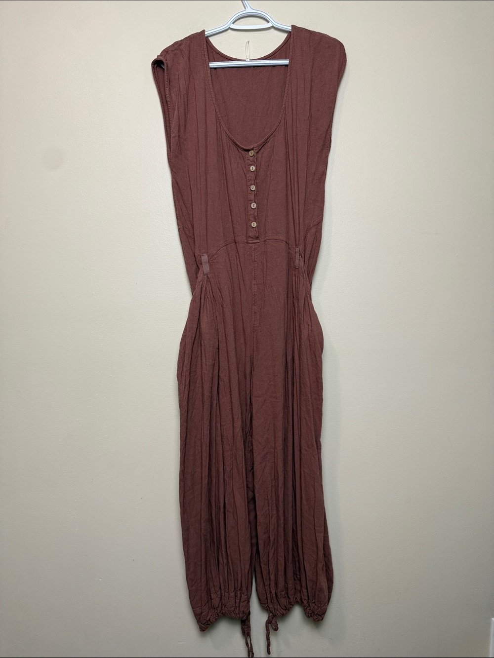 Free People Sleeveless Button-Front Jumpsuit Dress size M
